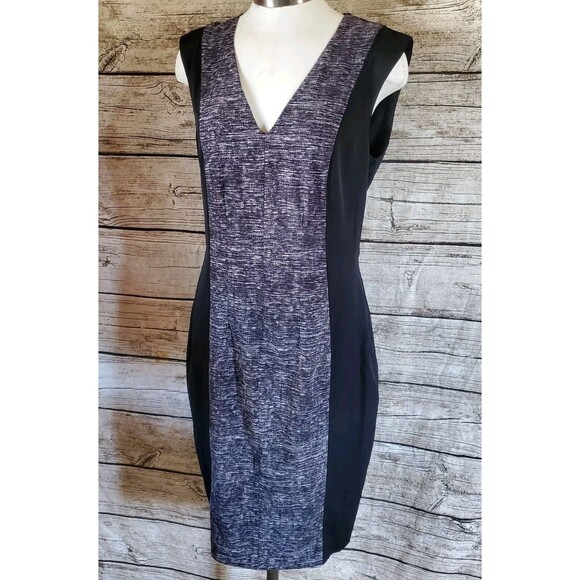 H&M  Size 10 black gray shift Dress Career Business color block career formal - Picture 1 of 5